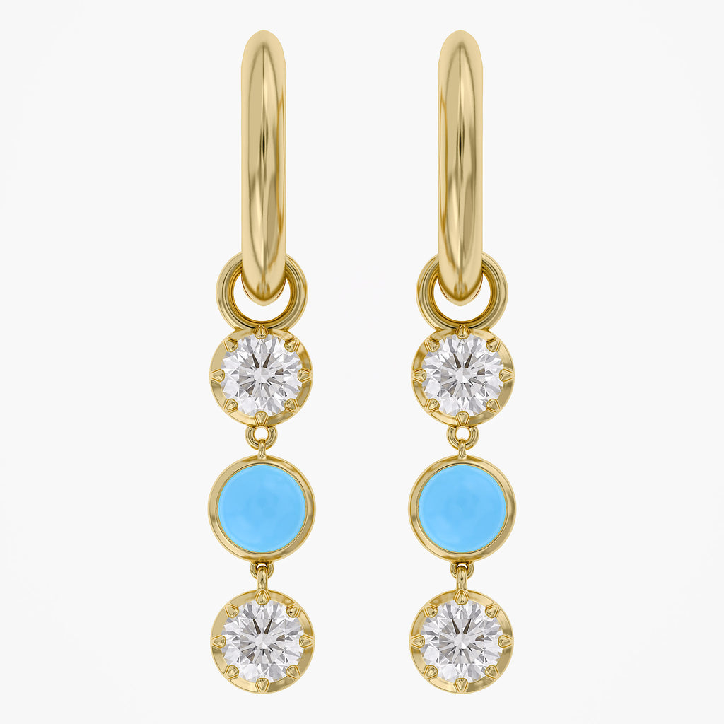 1.38 CTW Round Turquoise Lab Grown Diamond Linear Earrings