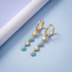 1.84 CTW Round Turquoise diamond linear Earrings