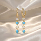 1.84 CTW Round Turquoise diamond linear Earrings