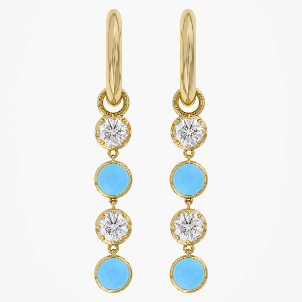 1.84 CTW Round Turquoise diamond linear Earrings