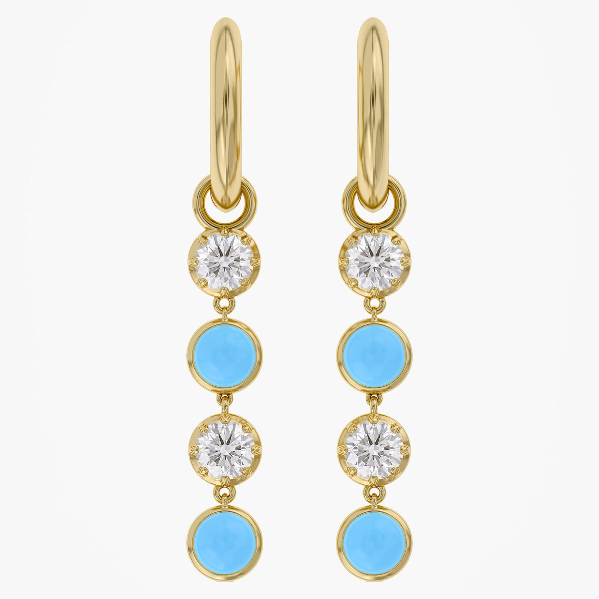 1.84 CTW Round Turquoise diamond linear Earrings