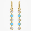 2.30 CTW Round Turquoise & White Lab Grown Diamond Linear Drop Earring