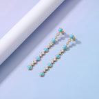 7.24 CTW Round Turquoise Lab Grown Diamond Linear Earring