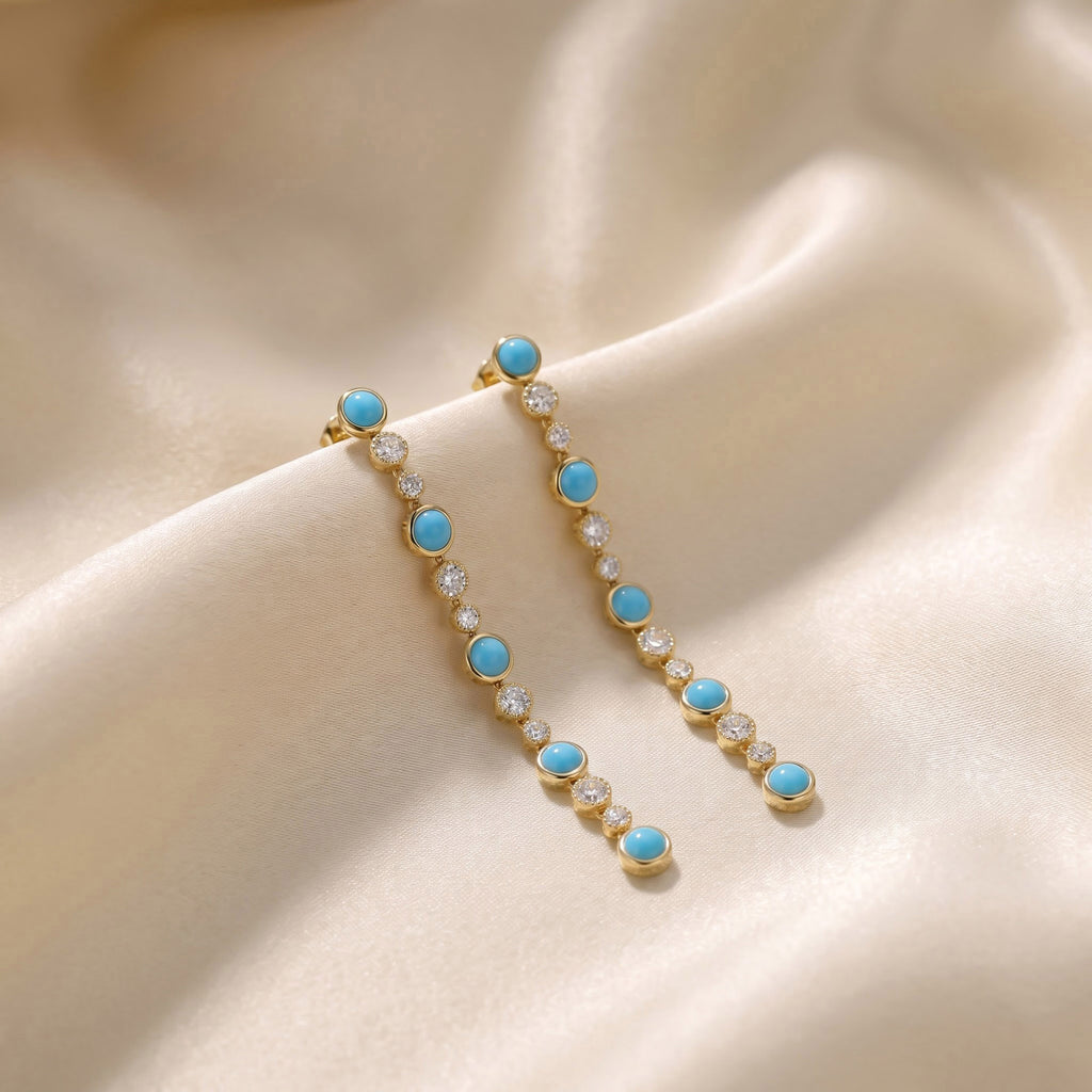 7.24 CTW Round Turquoise Lab Grown Diamond Linear Earring