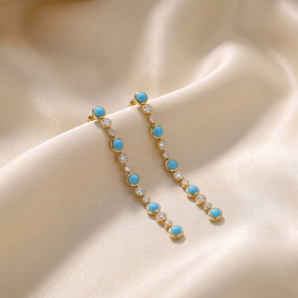 7.24 CTW Round Turquoise Lab Grown Diamond Linear Earring