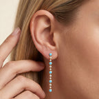 7.24 CTW Round Turquoise Lab Grown Diamond Linear Earring