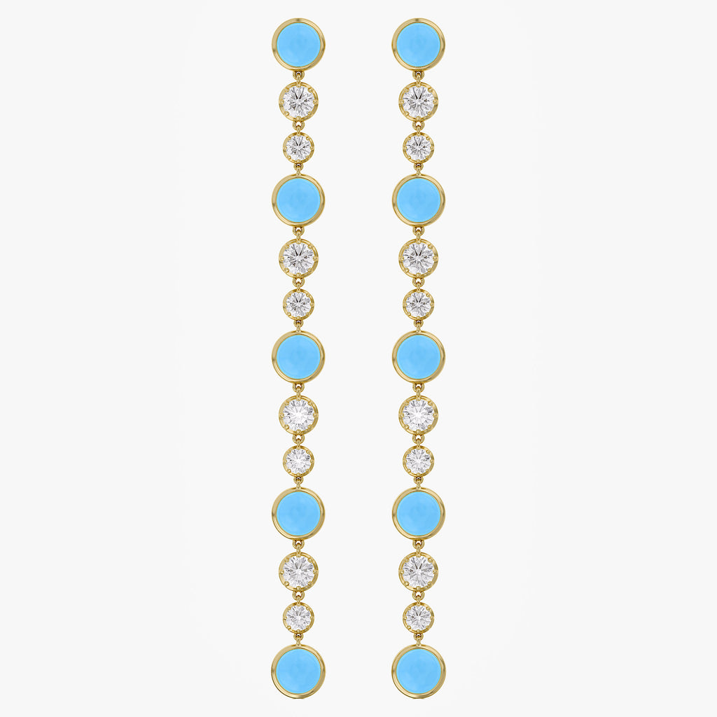 7.24 CTW Round Turquoise Lab Grown Diamond Linear Earring