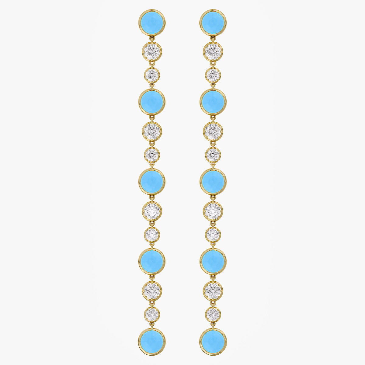 7.24 CTW Round Turquoise Lab Grown Diamond Linear Earring