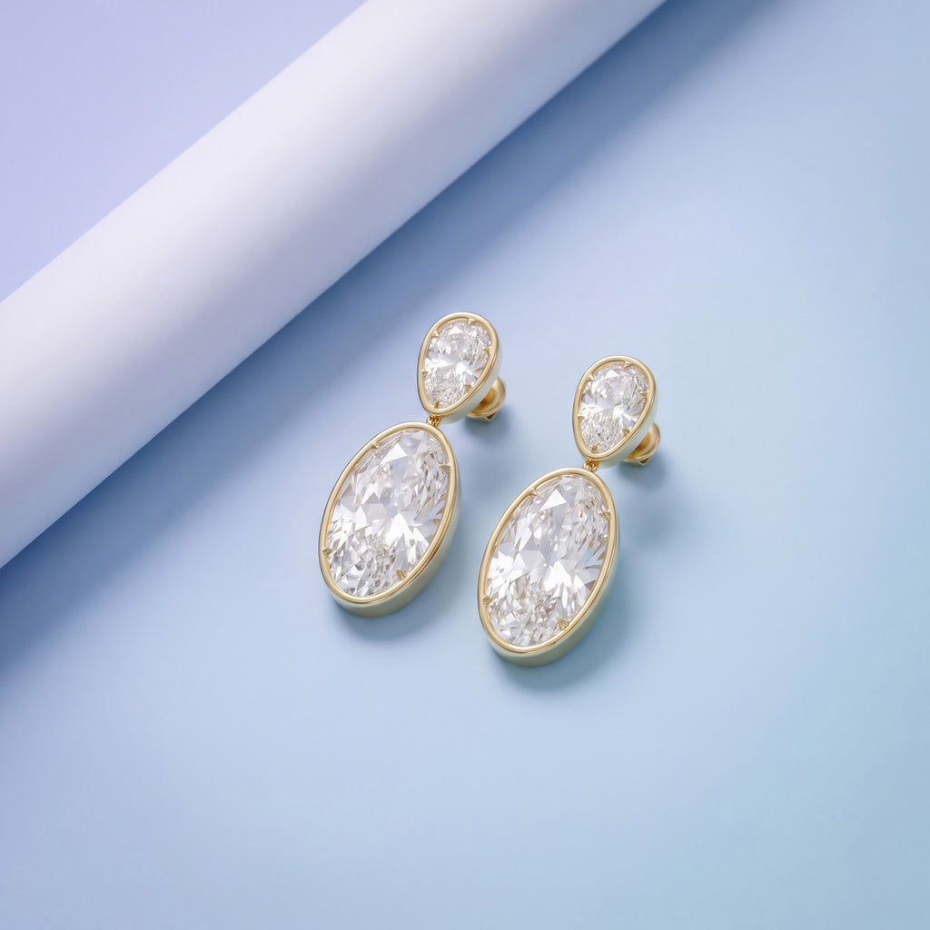 26.31 CTW Oval & Pear shape Lab Grown Diamond Drop Earring