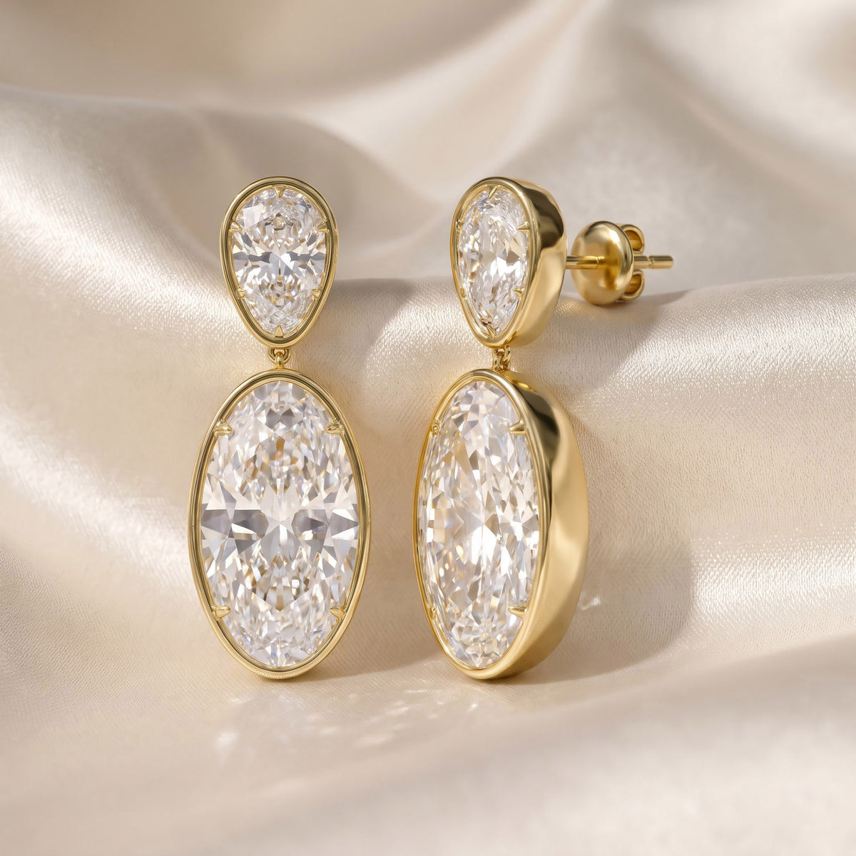 26.31 CTW Oval & Pear shape Lab Grown Diamond Drop Earring