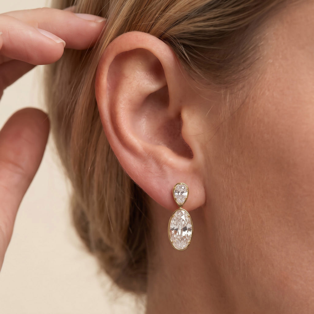 26.31 CTW Oval & Pear shape Lab Grown Diamond Drop Earring