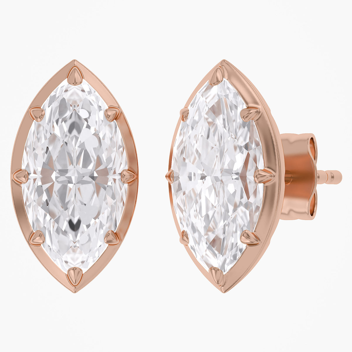 Lab Grown Georgian Style Stud Earrings