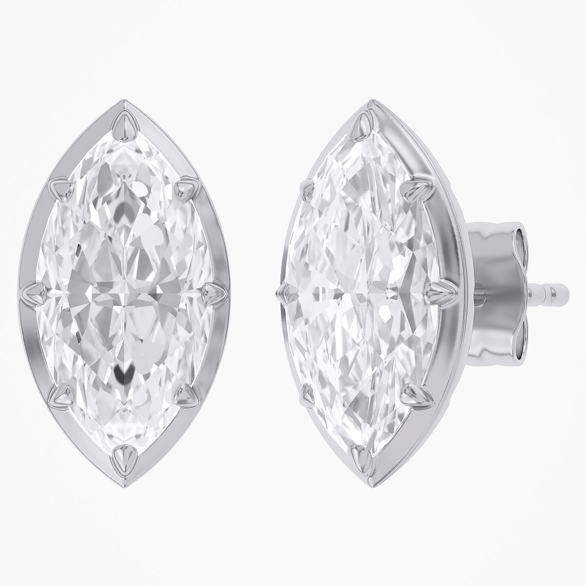 Lab Grown Georgian Style Stud Earrings