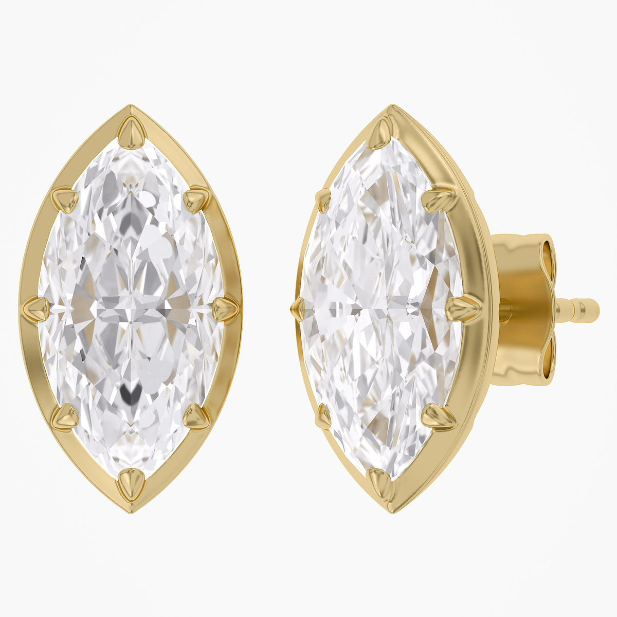 Lab Grown Georgian Style Stud Earrings