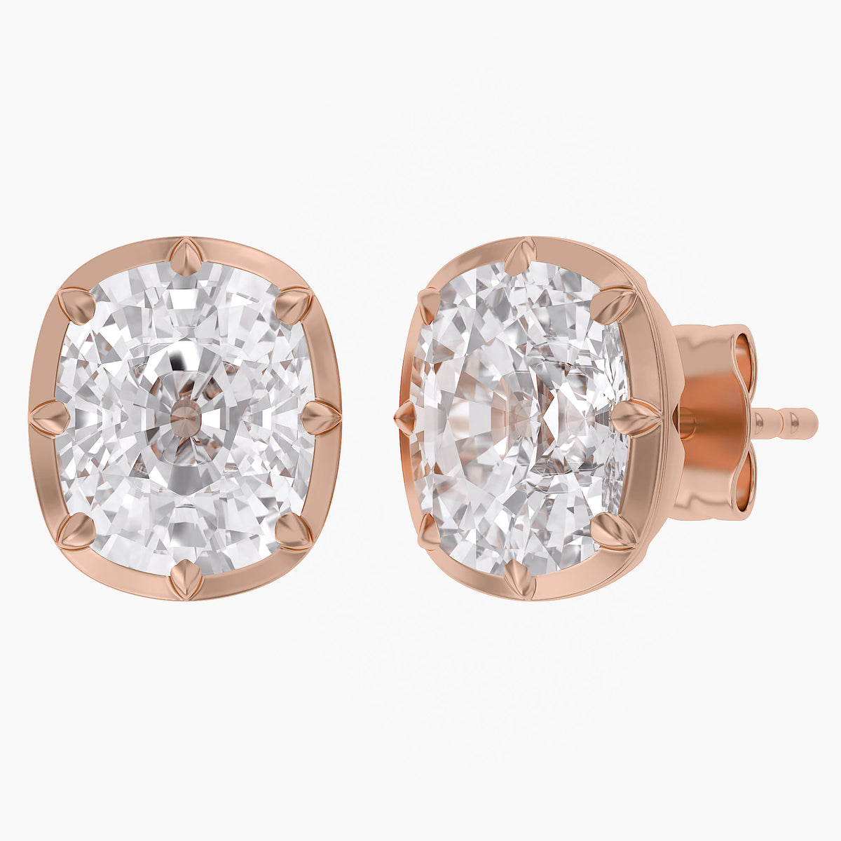 Lab Grown Georgian Style Stud Earrings