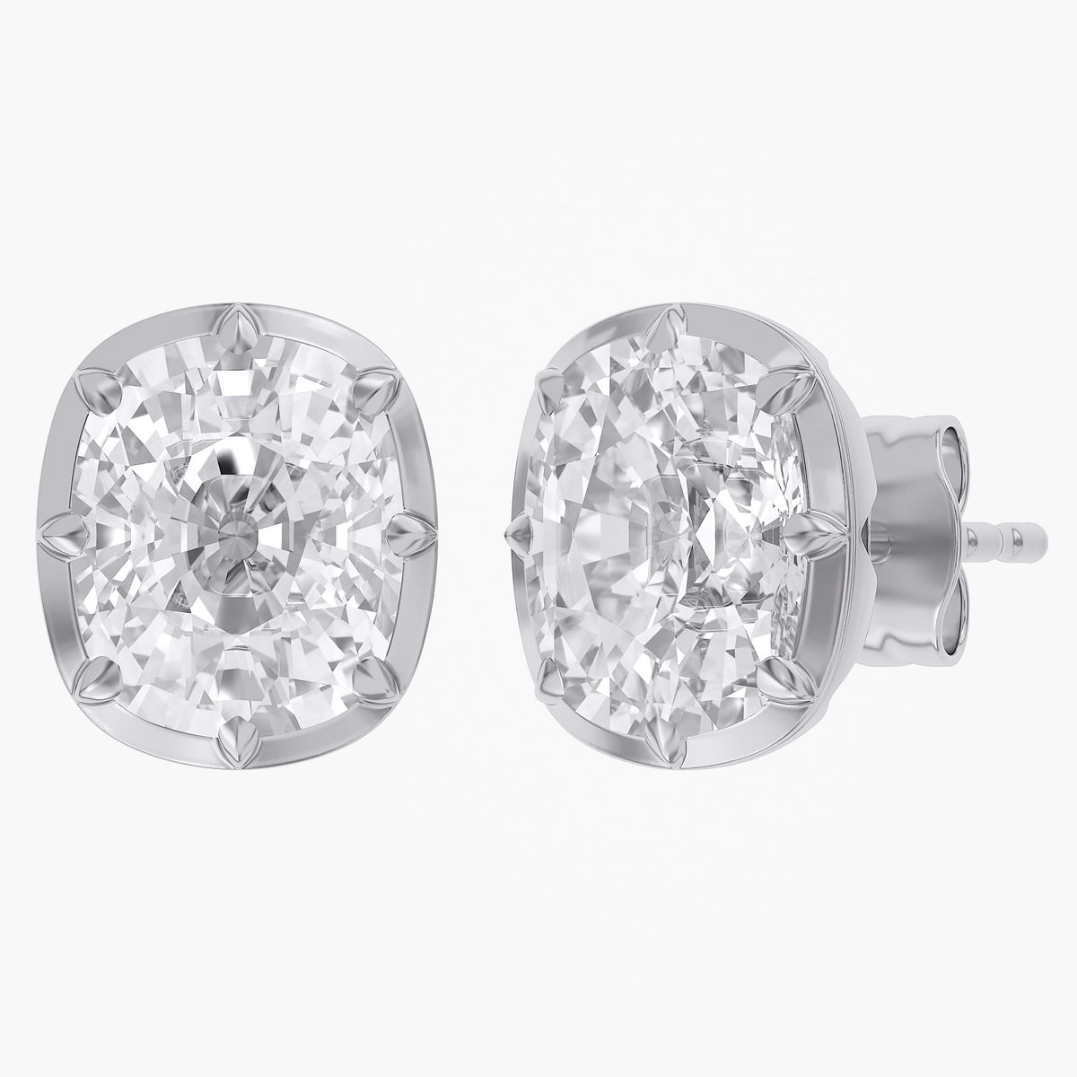 Lab Grown Georgian Style Stud Earrings