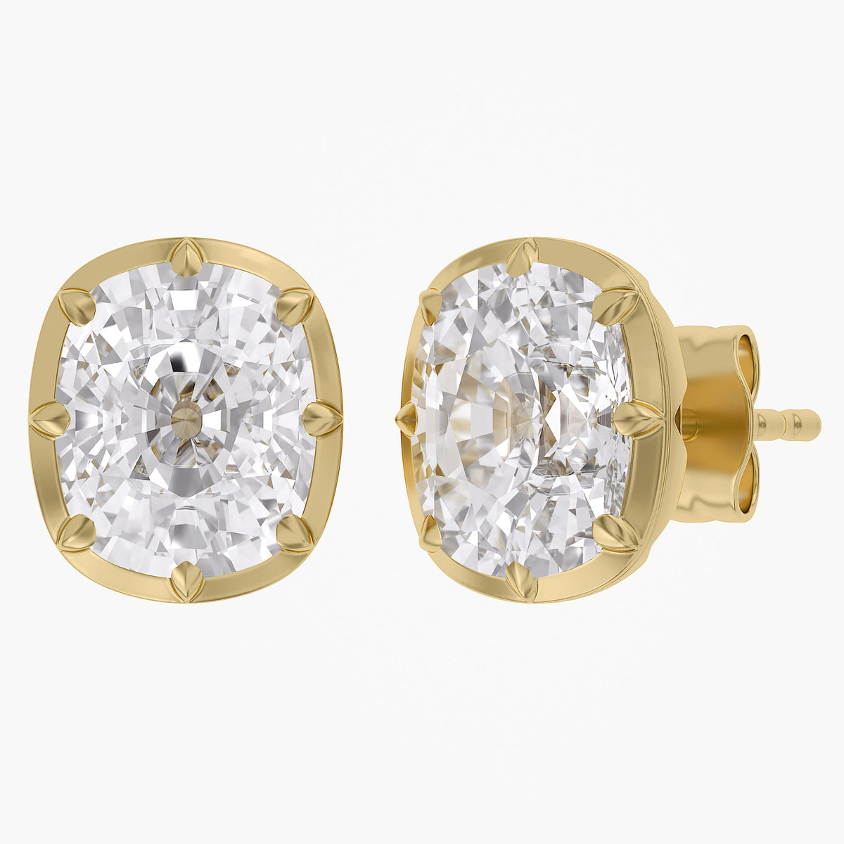 Lab Grown Georgian Style Stud Earrings