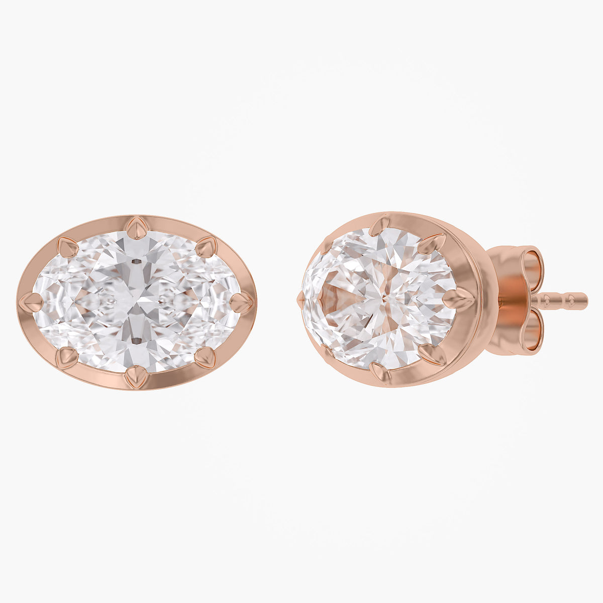 Lab Grown Georgian Style Stud Earrings