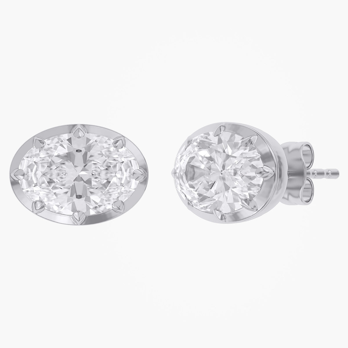 Lab Grown Georgian Style Stud Earrings
