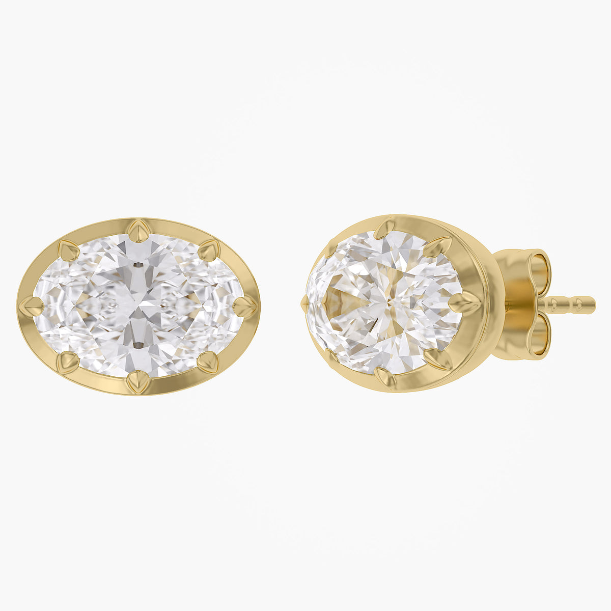 Lab Grown Georgian Style Stud Earrings
