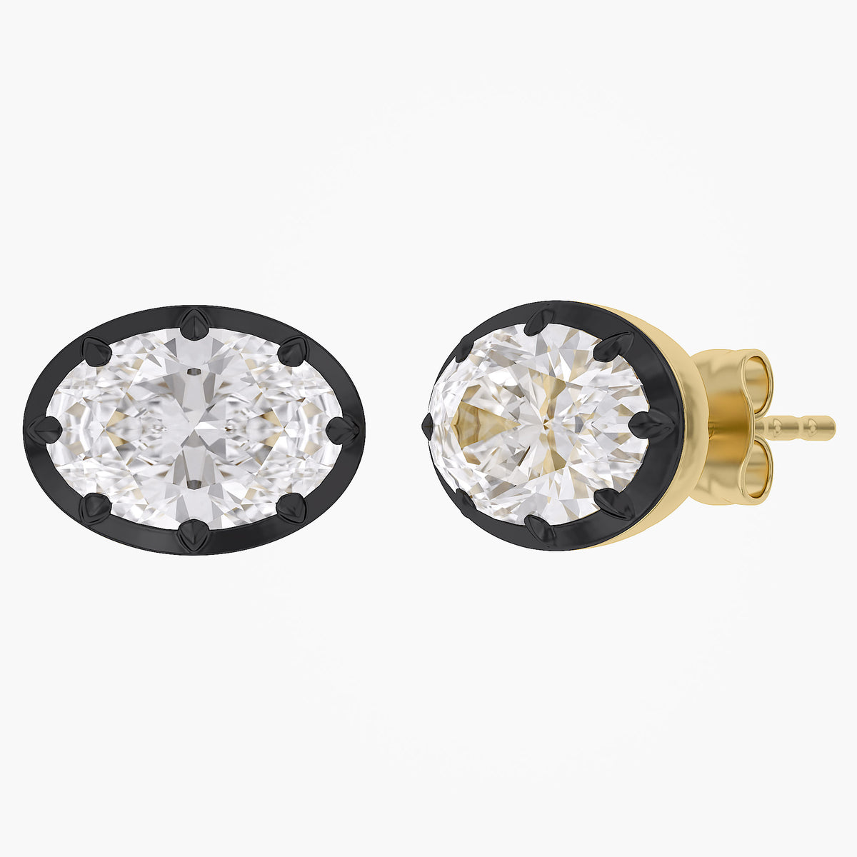 Lab Grown Georgian Style Stud Earrings