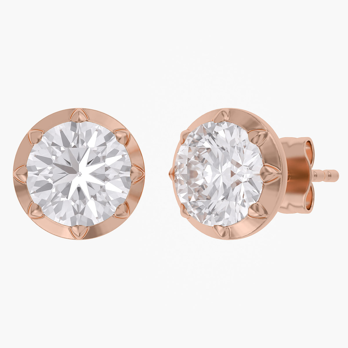 Lab Grown Georgian Style Stud Earrings