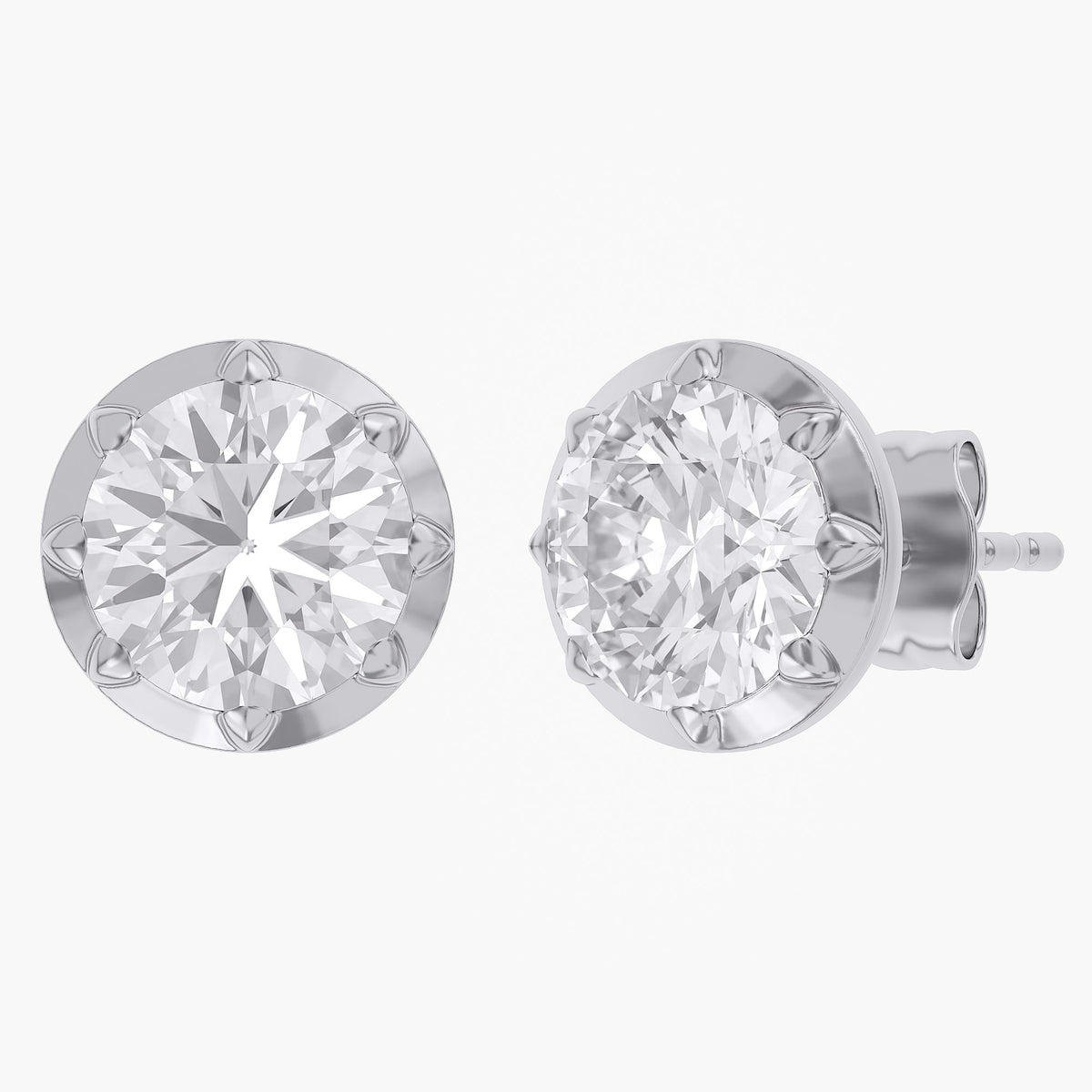 Lab Grown Georgian Style Stud Earrings