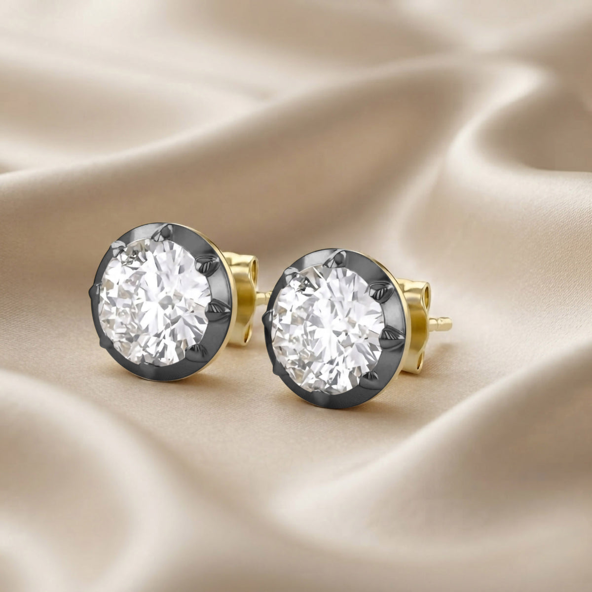 Lab Grown Georgian Style Stud Earrings