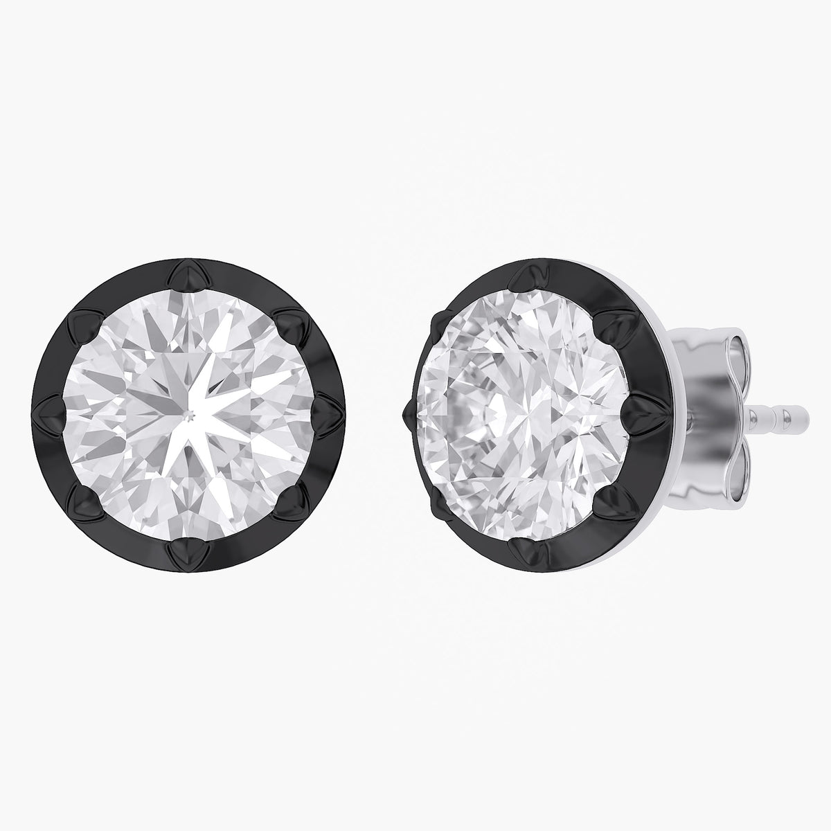 Lab Grown Georgian Style Stud Earrings