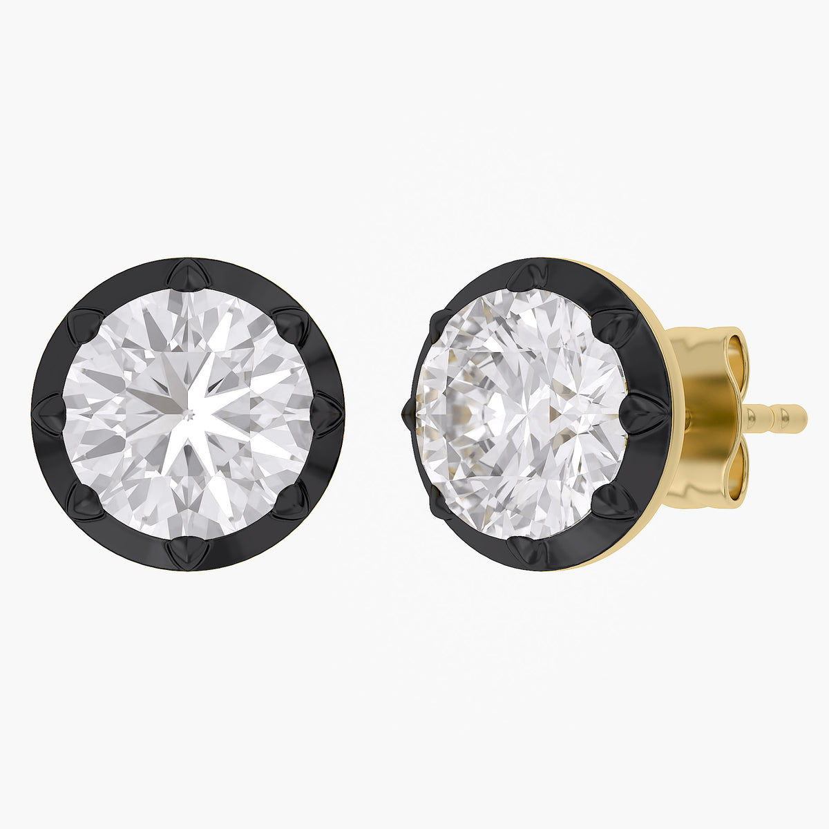 Lab Grown Georgian Style Stud Earrings