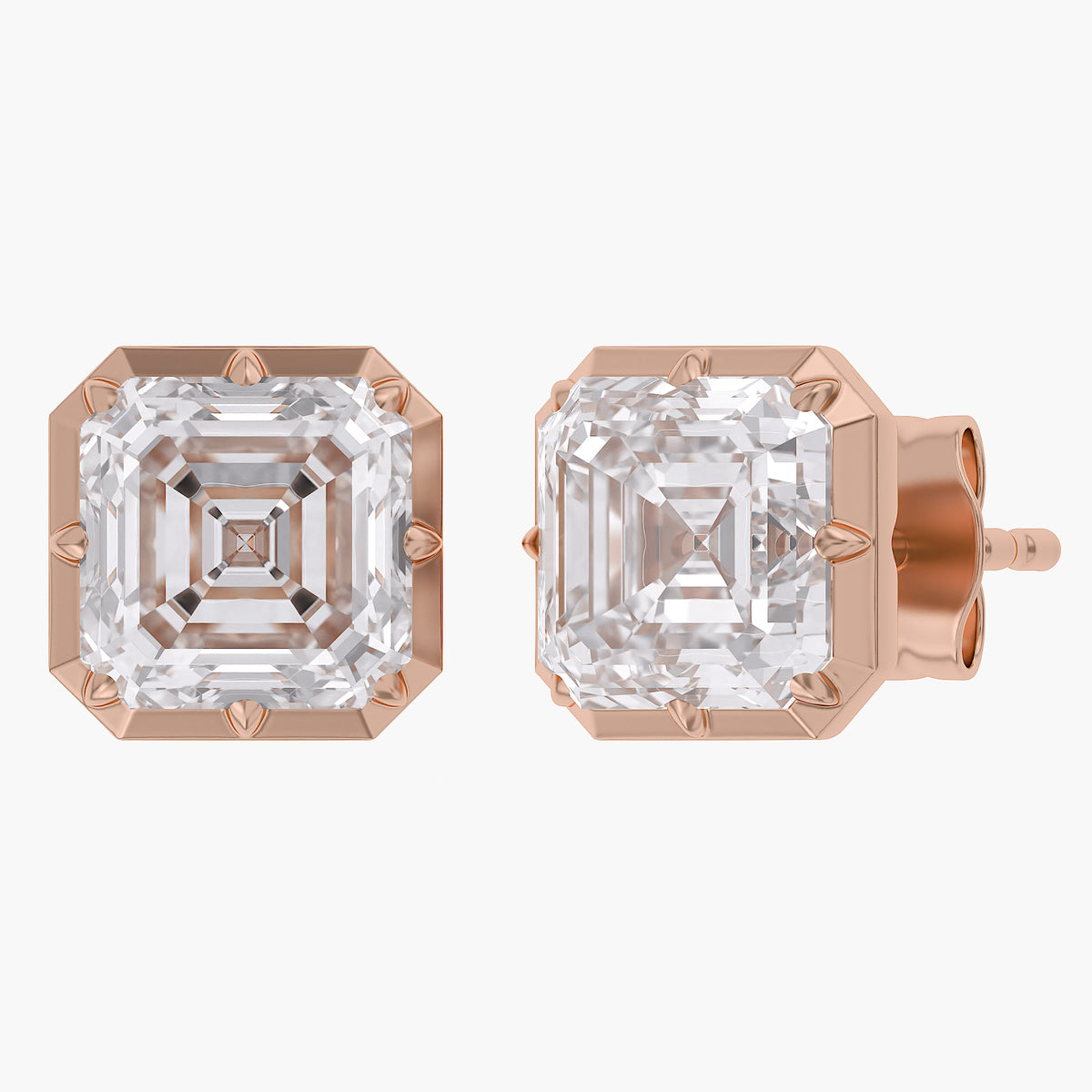Lab Grown Georgian Style Stud Earrings