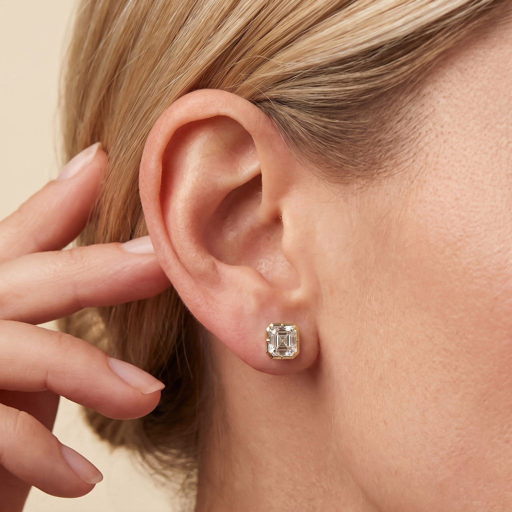 Lab Grown Georgian Style Stud Earrings