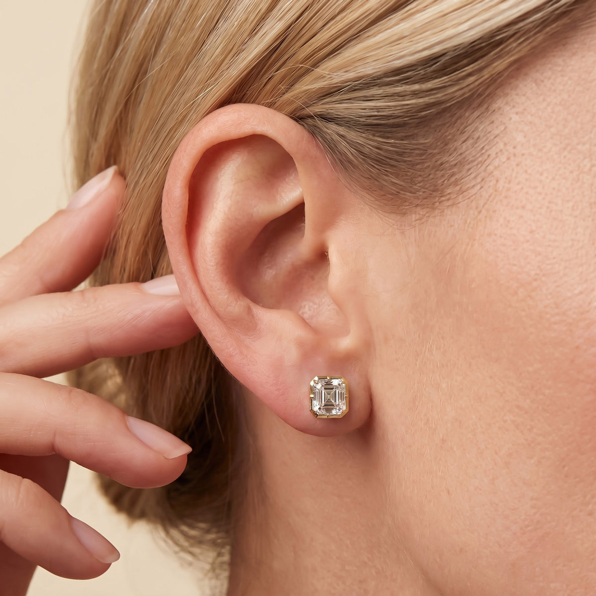 Lab Grown Georgian Style Stud Earrings