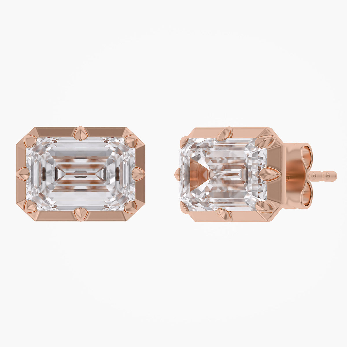 Lab Grown Georgian Style Stud Earrings