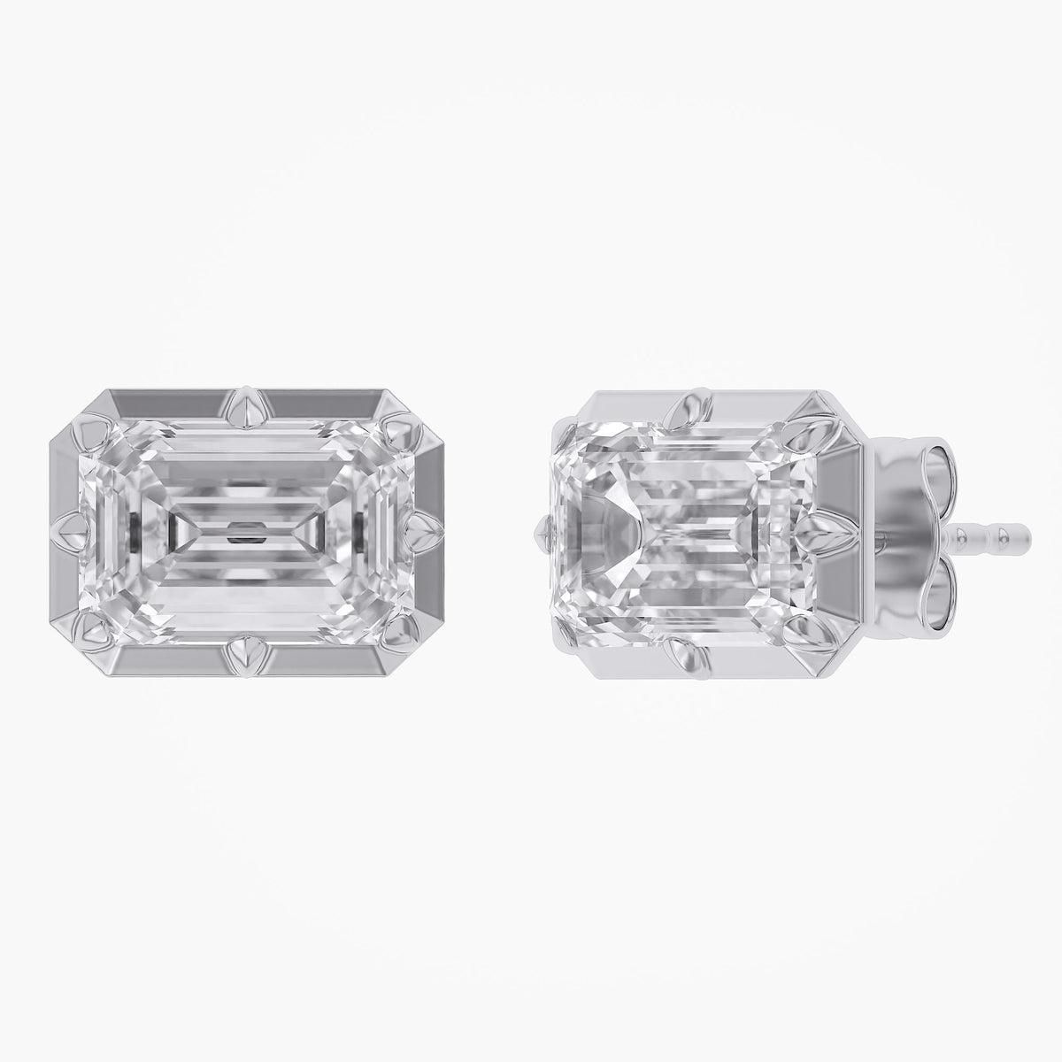 Lab Grown Georgian Style Stud Earrings