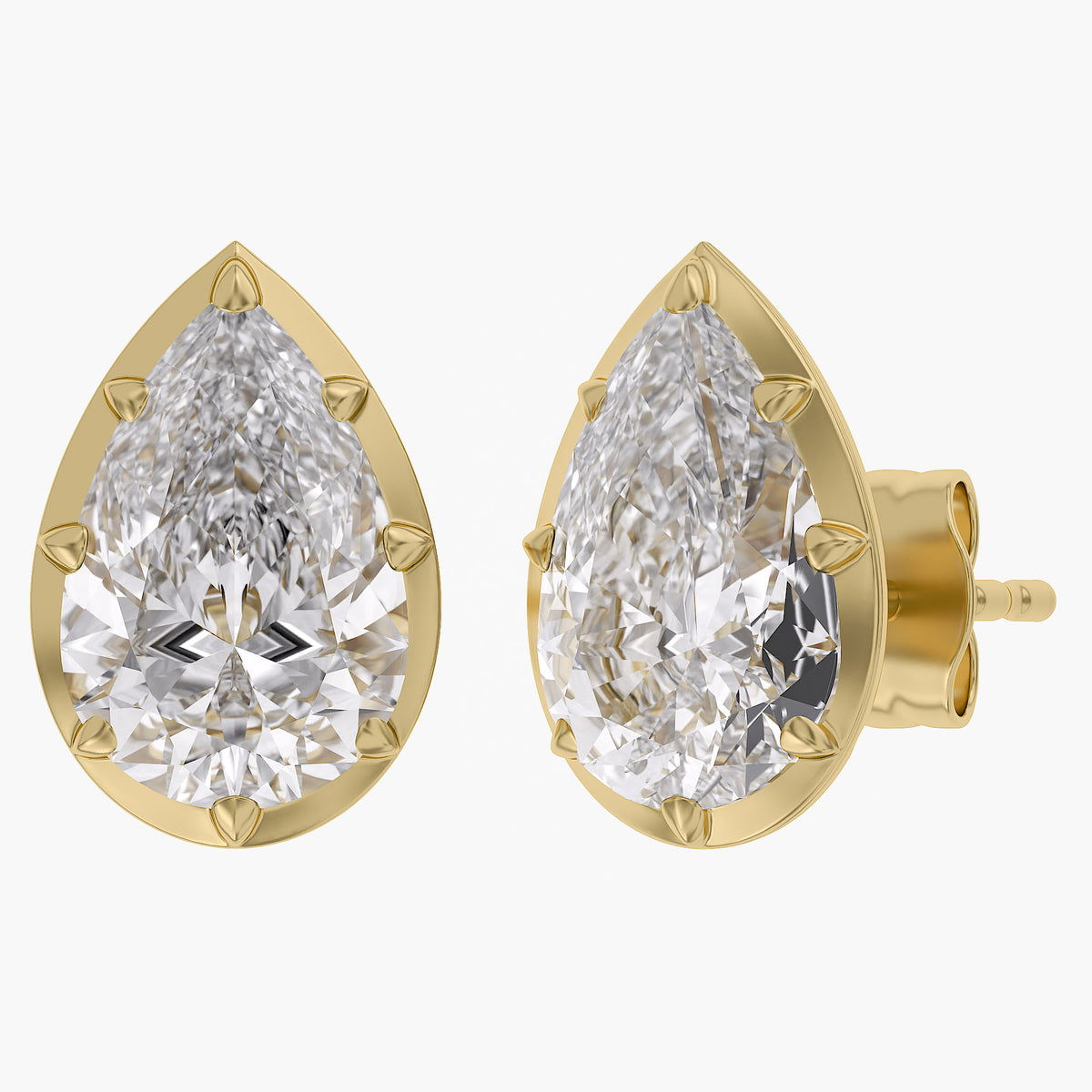 Lab Grown Georgian Style Stud Earrings