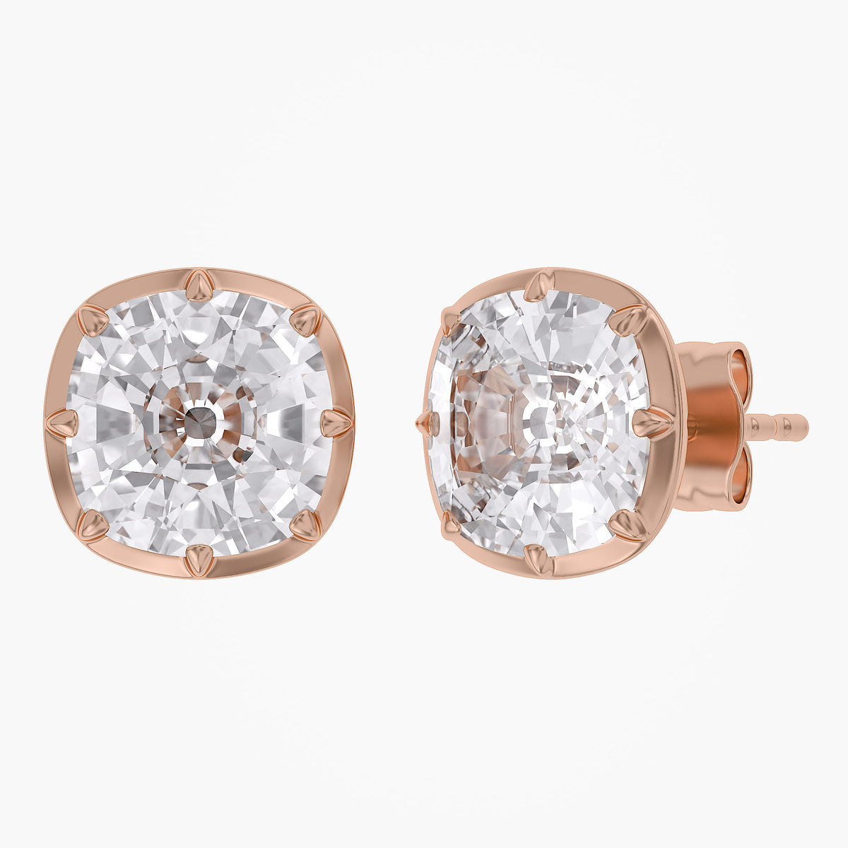 Lab Grown Georgian Style Stud Earrings