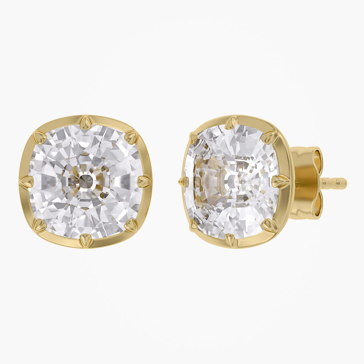 Lab Grown Georgian Style Stud Earrings