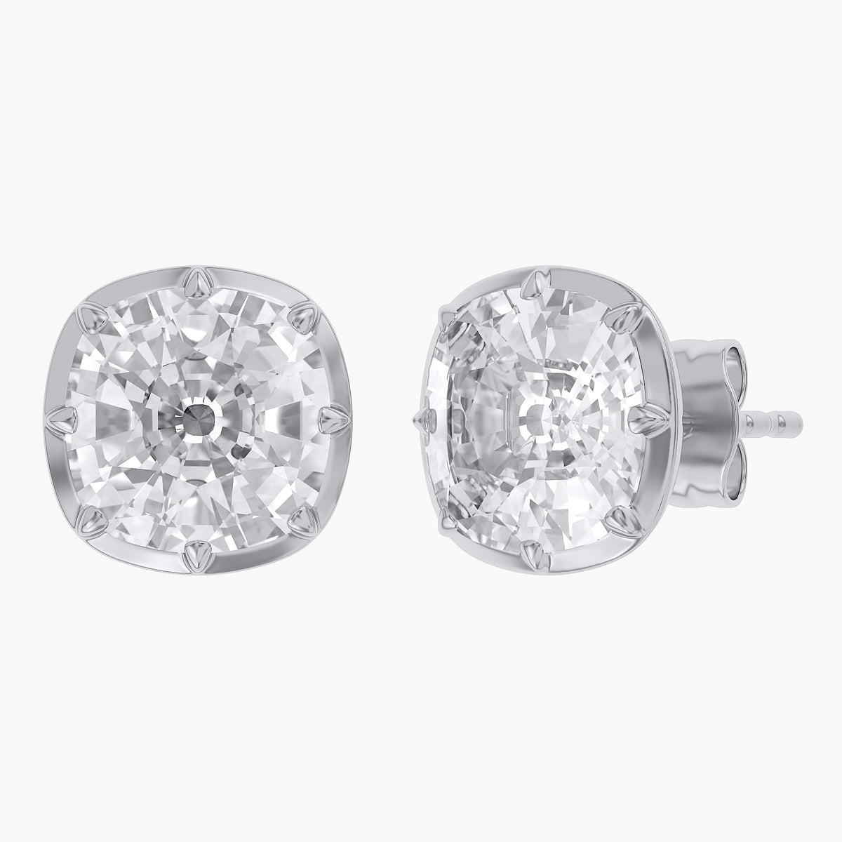 Lab Grown Georgian Style Stud Earrings