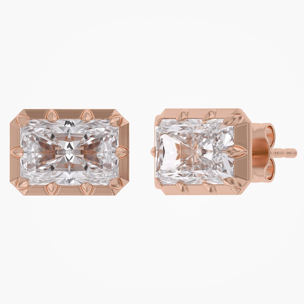 Lab Grown Georgian Style Stud Earrings