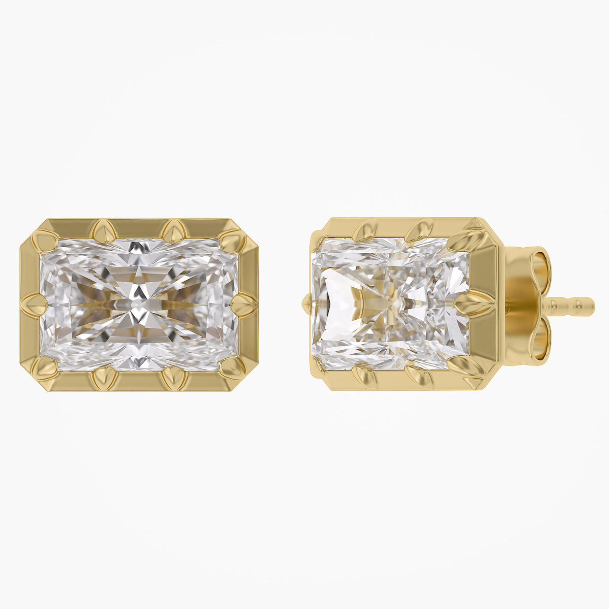 Lab Grown Georgian Style Stud Earrings