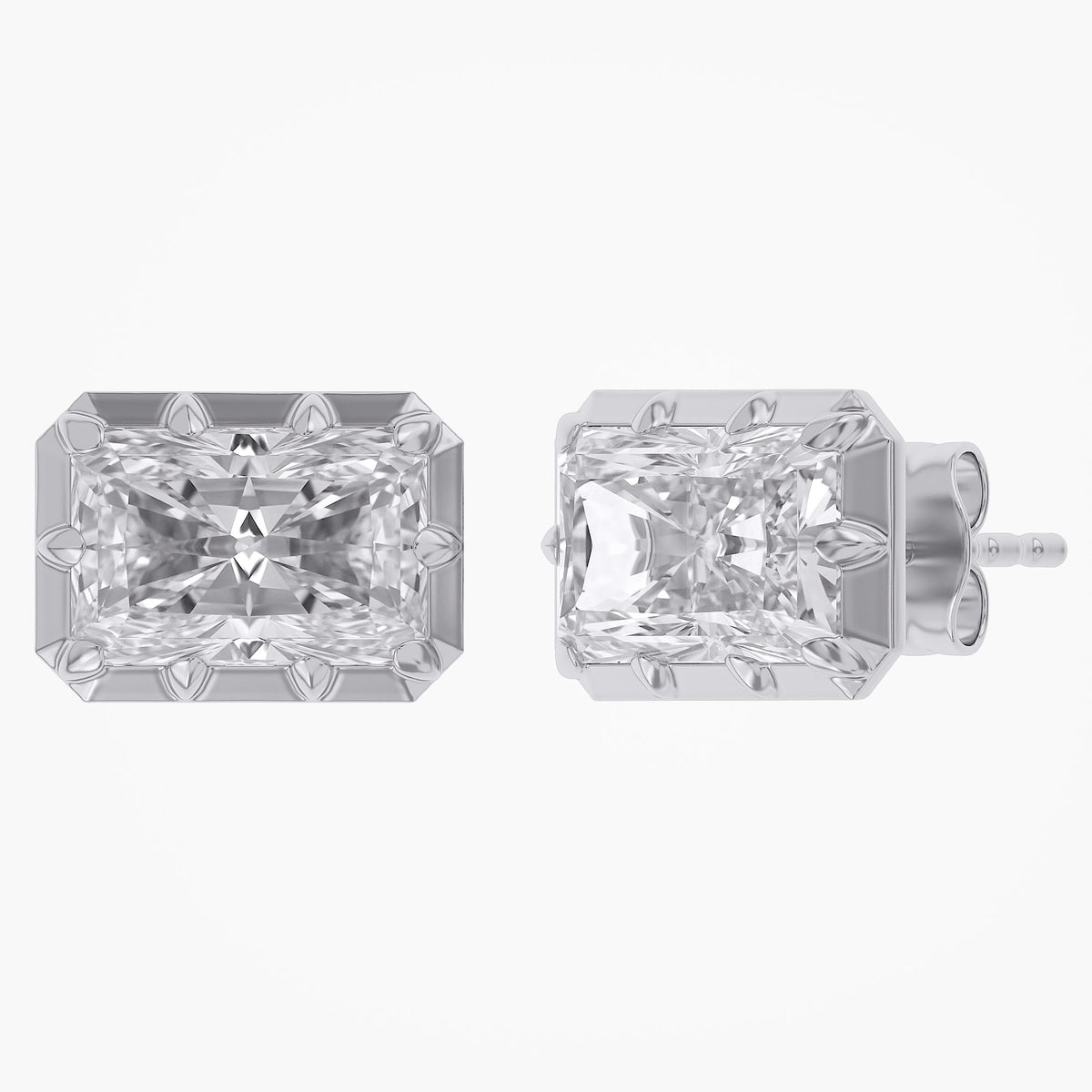 Lab Grown Georgian Style Stud Earrings