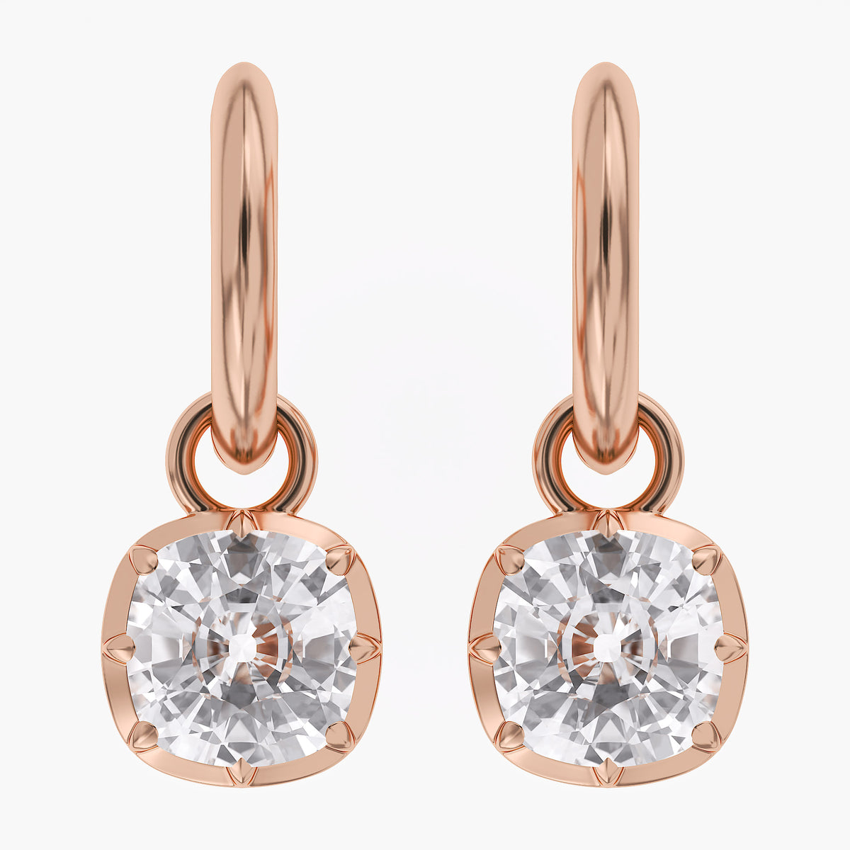 Lab Grown Georgian Style Dangle Earrings