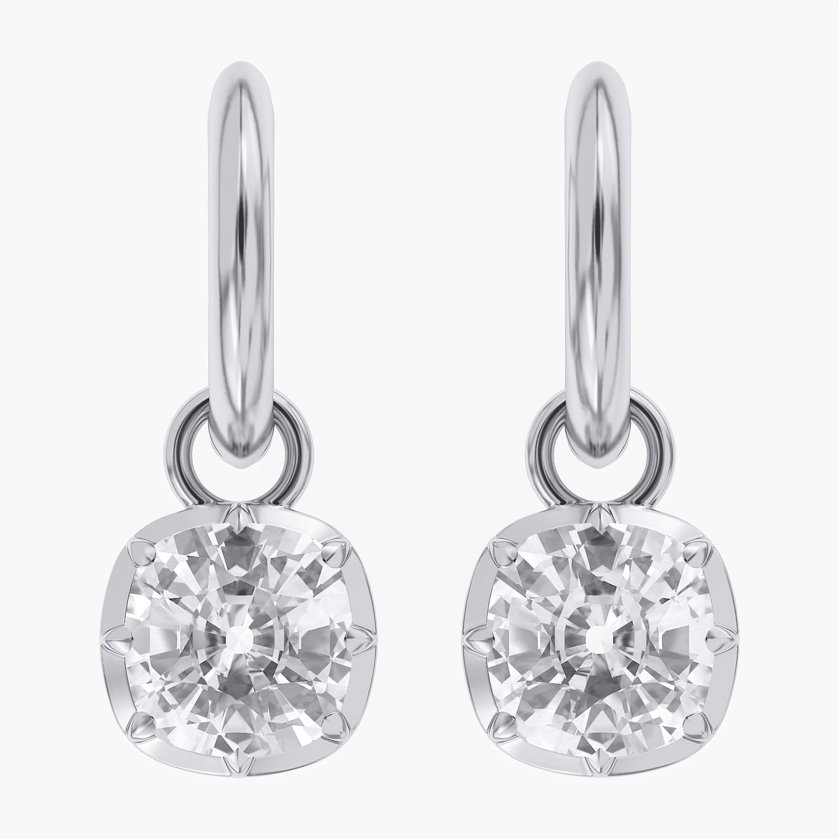 Lab Grown Georgian Style Dangle Earrings