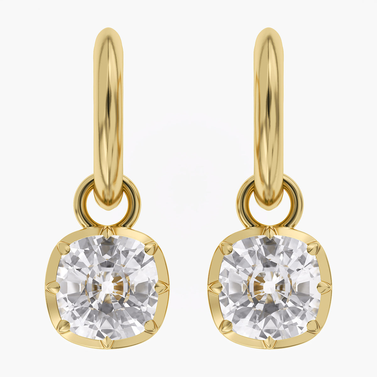 Lab Grown Georgian Style Dangle Earrings