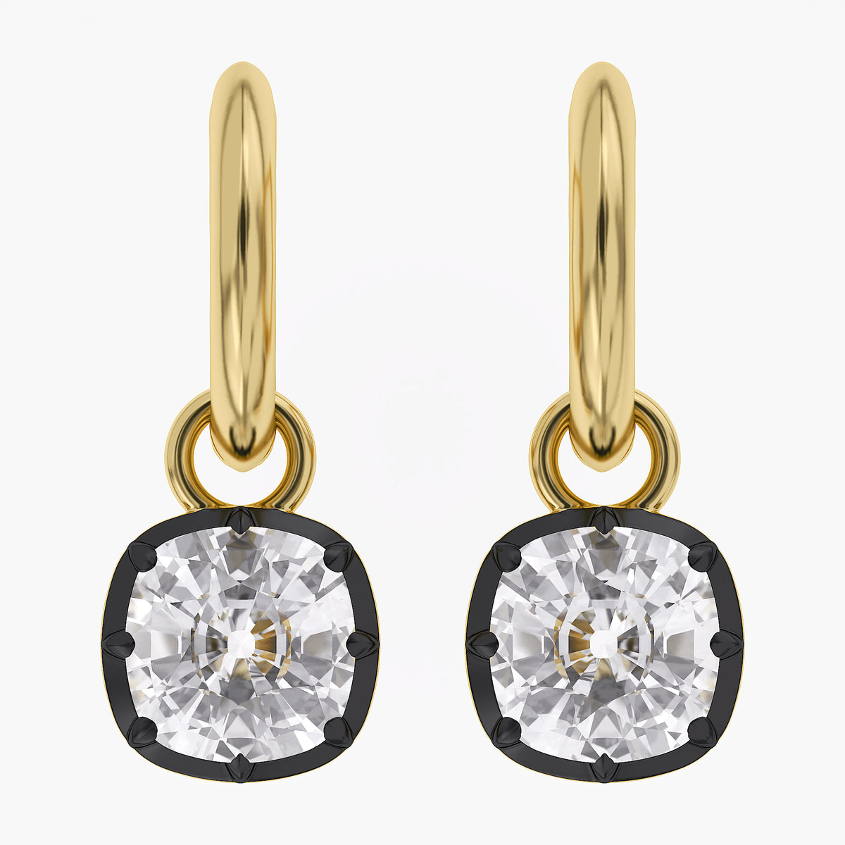 Lab Grown Georgian Style Dangle Earrings
