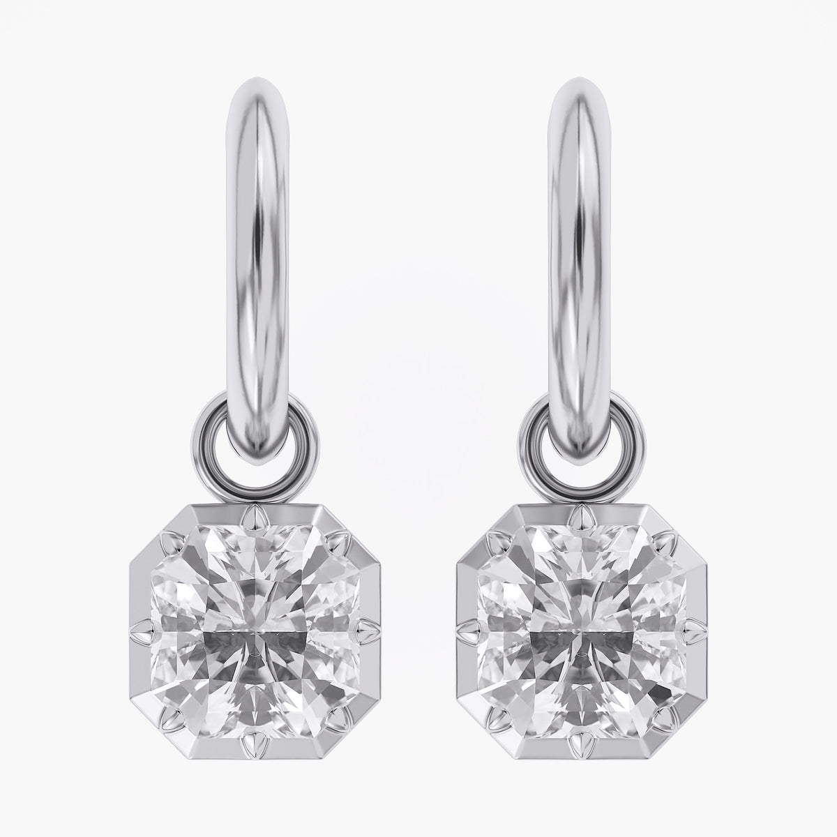 Lab Grown Georgian Style Dangle Earrings