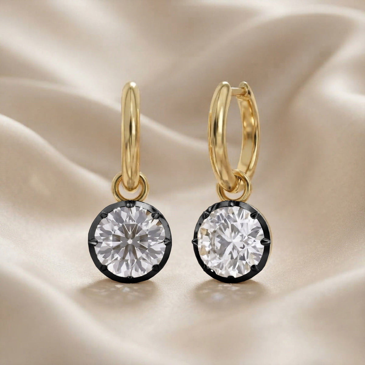 Lab Grown Georgian Style Dangle Earrings