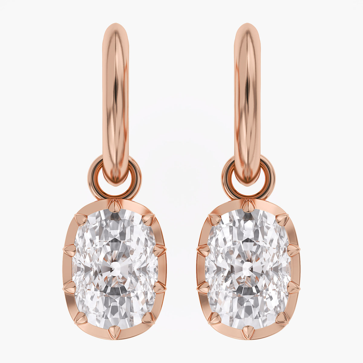 Lab Grown Georgian Style Dangle Earrings