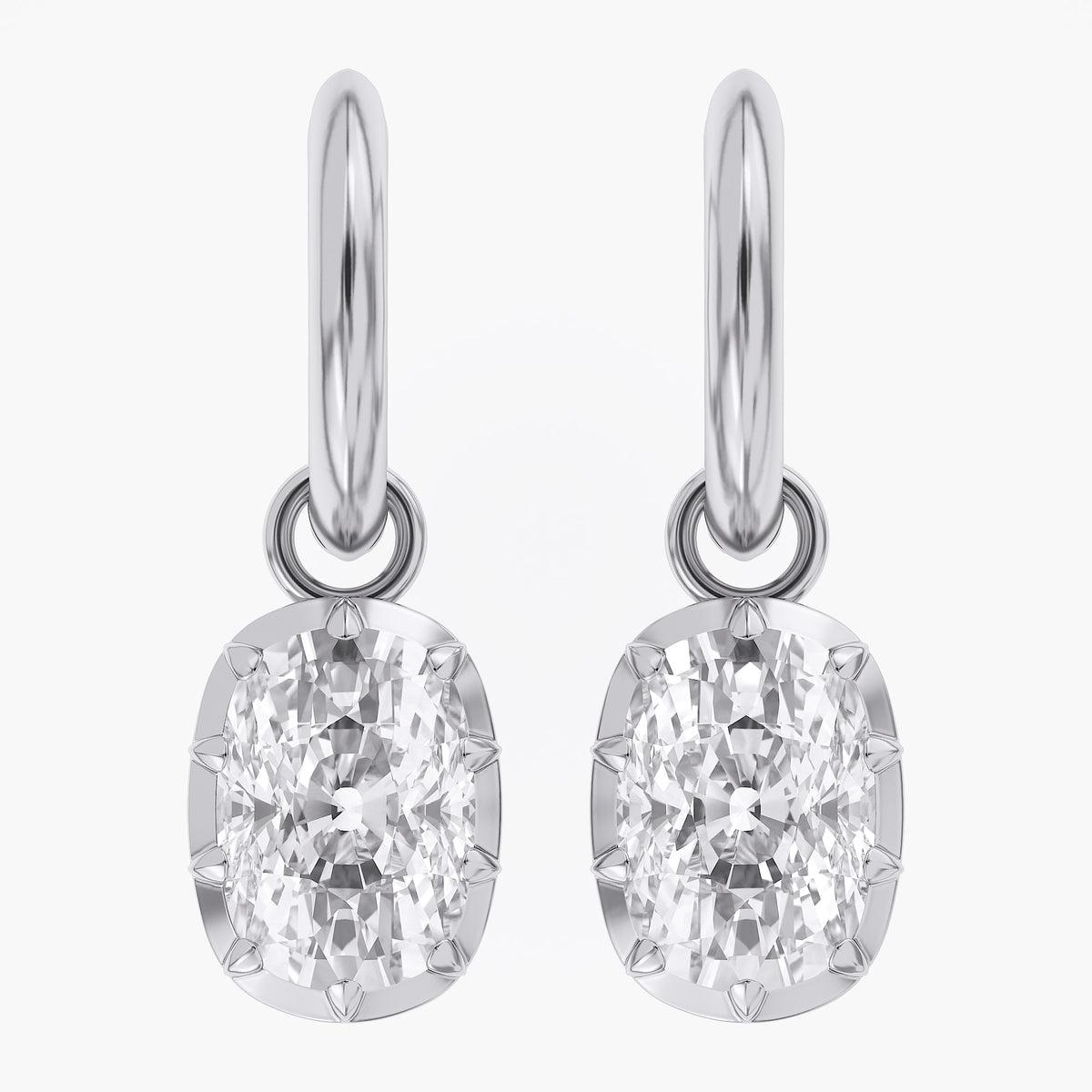 Lab Grown Georgian Style Dangle Earrings